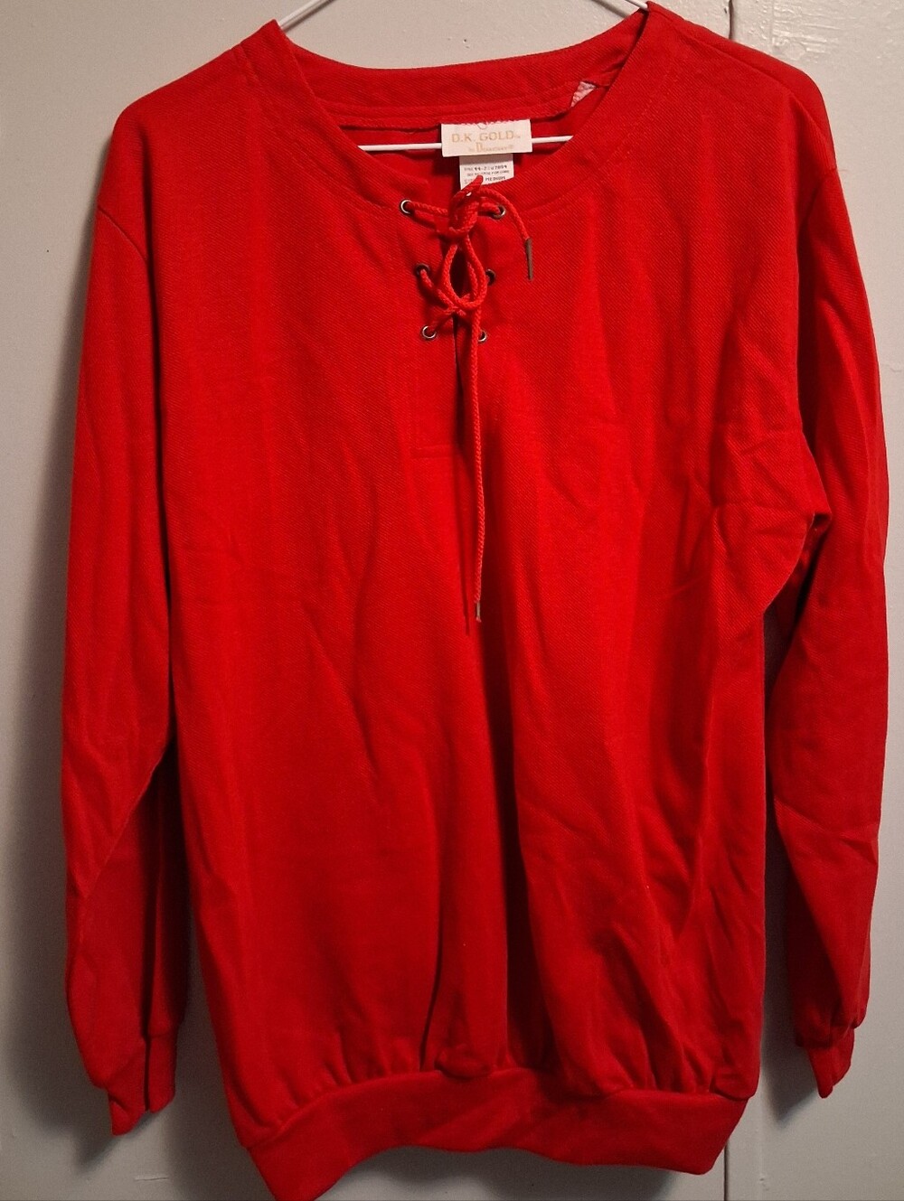 Red Lace-Up Pullover Sweatshirt